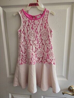 Ted Baker Floral Lace Overlay Drop Waist Dress For Kid Girl - Size 6